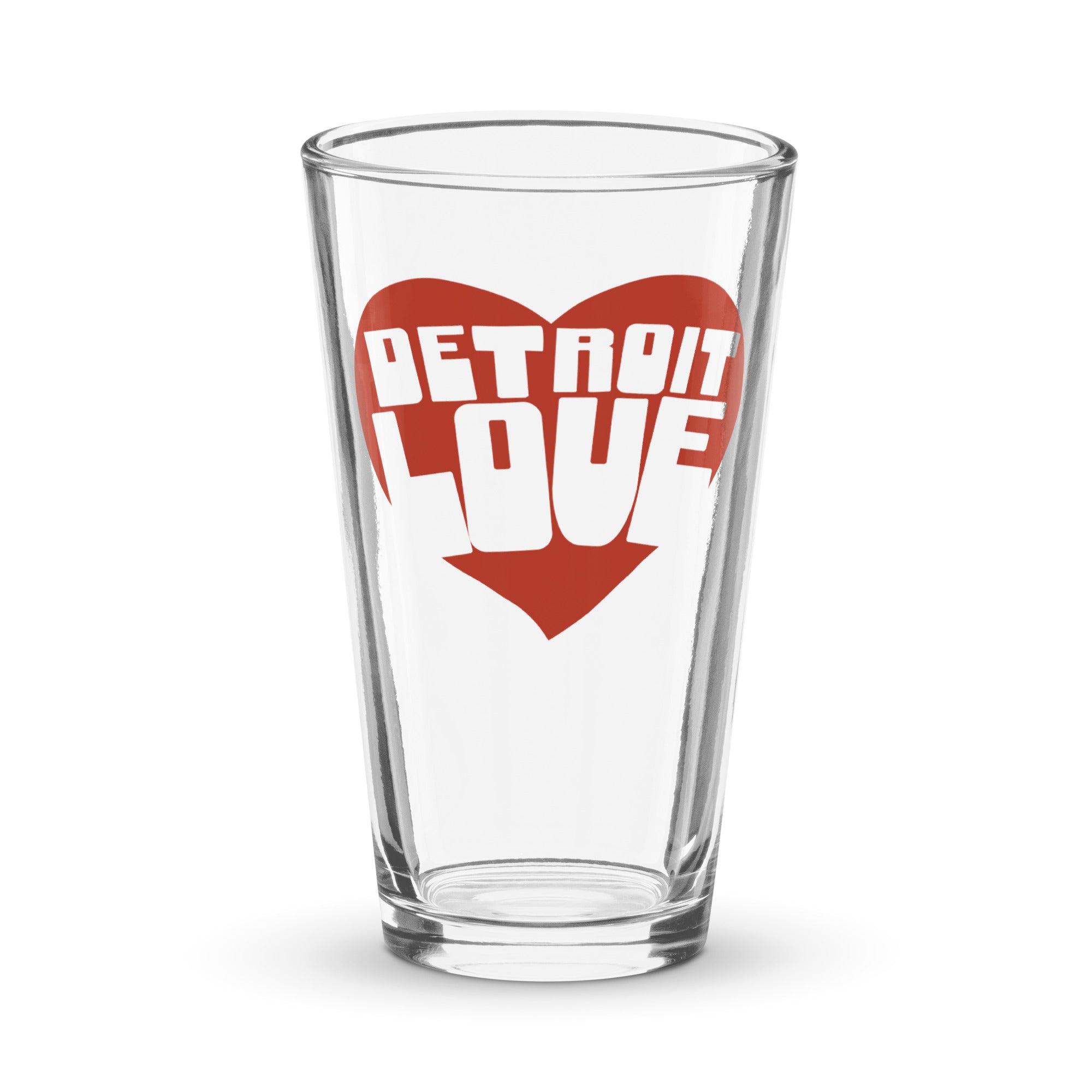 Detroit Love Pint Glass - Red 16 oz  Default Title  