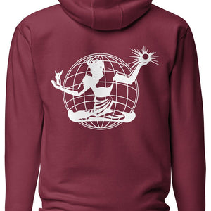 Spirit of Detroit Worldwide Premium Unisex Hoodie - Maroon / White pullover hoodie