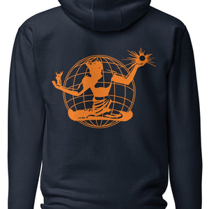 Spirit of Detroit Worldwide Premium Unisex Hoodie - Navy / Orange pullover hoodie