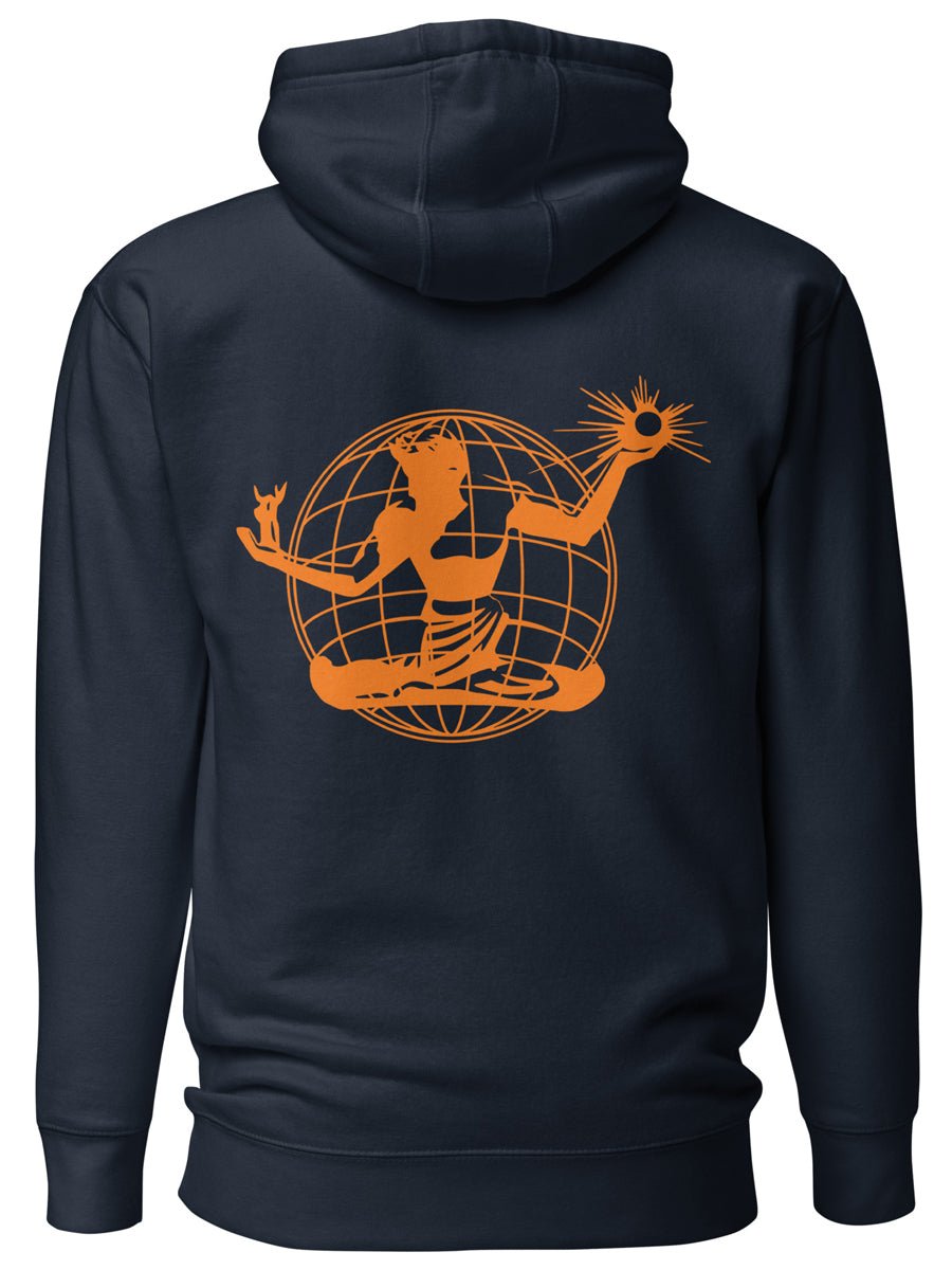 Spirit of Detroit Worldwide Premium Unisex Hoodie - Navy / Orange pullover hoodie