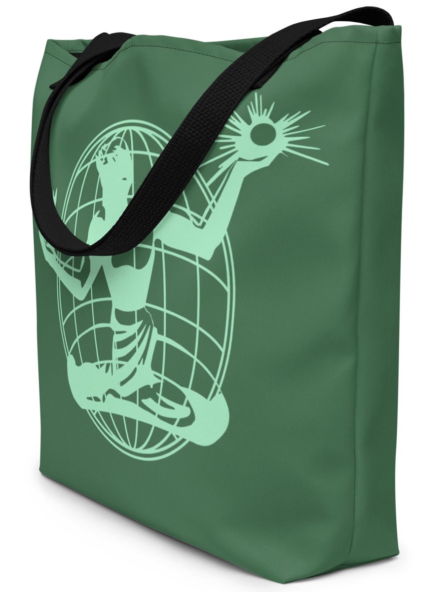 Spirit of Detroit Global All-Over Print Large Tote Bag - 16" X 20" - Green / Mint Tote Bag