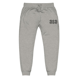 313 Premium Embroidered Unisex Fleece Sweatpants - Athletic Gray / Black Sweatpants XS