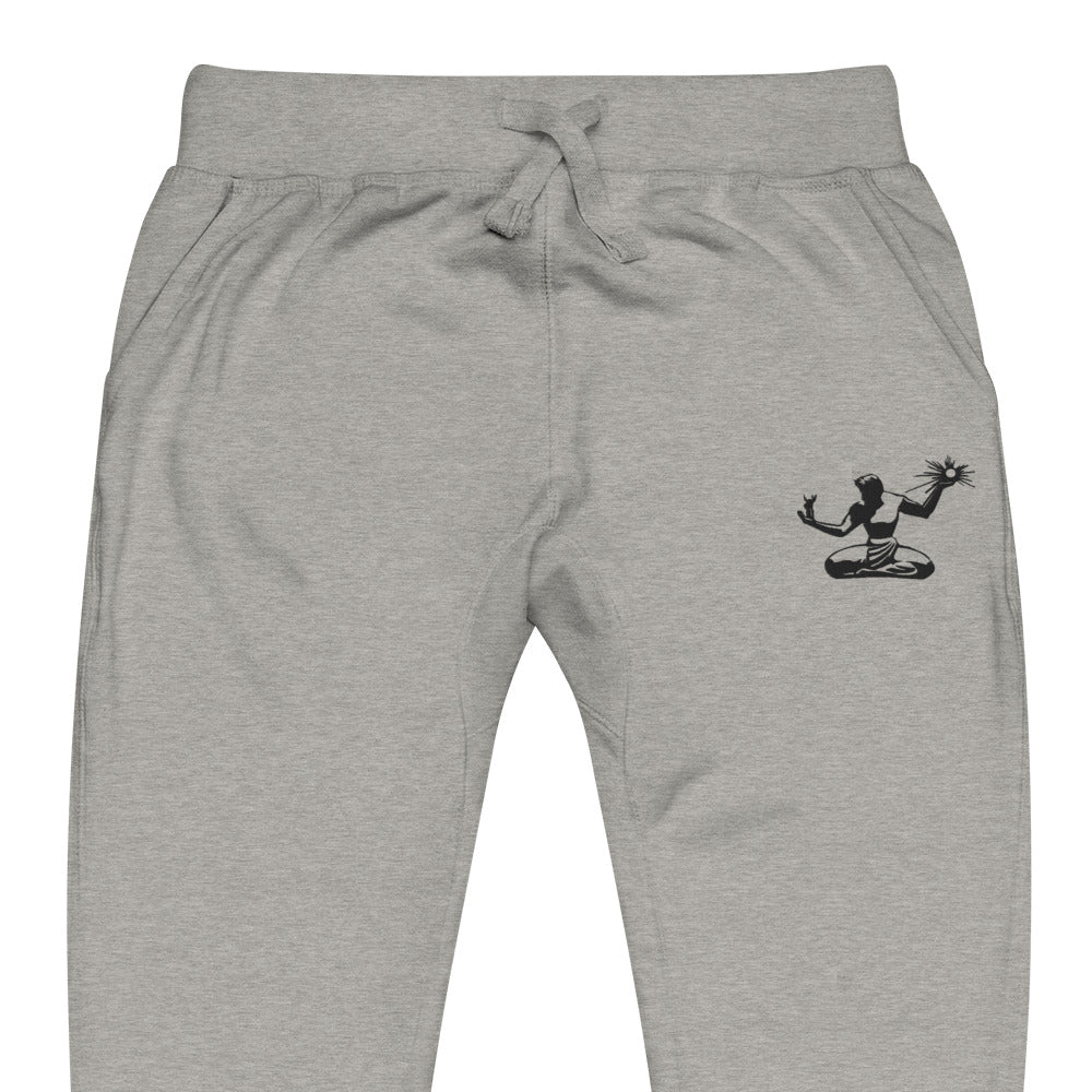 Spirit of Detroit Premium Embroidered Unisex Fleece Sweatpants - Athletic Gray / Black Sweatpants