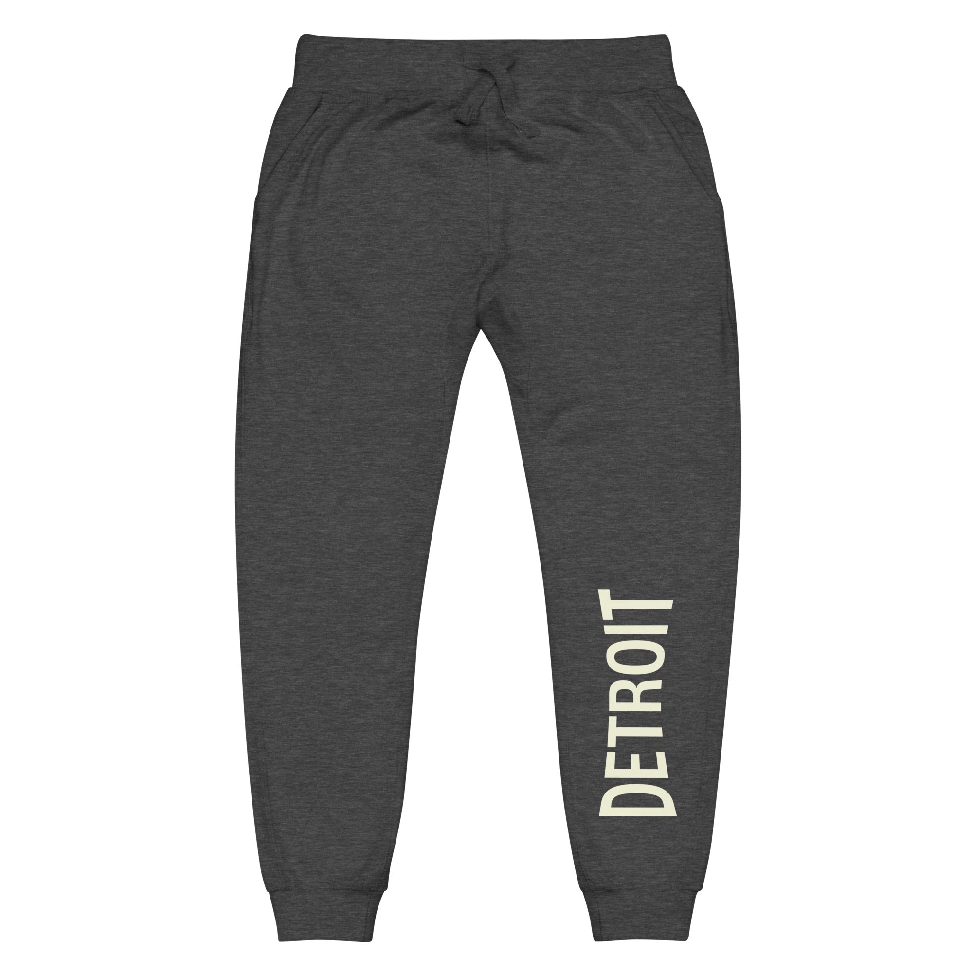 Detroit Champ Premium Unisex Fleece Sweatpants - Charcoal Heather / Soft Cream Sweatpants XS