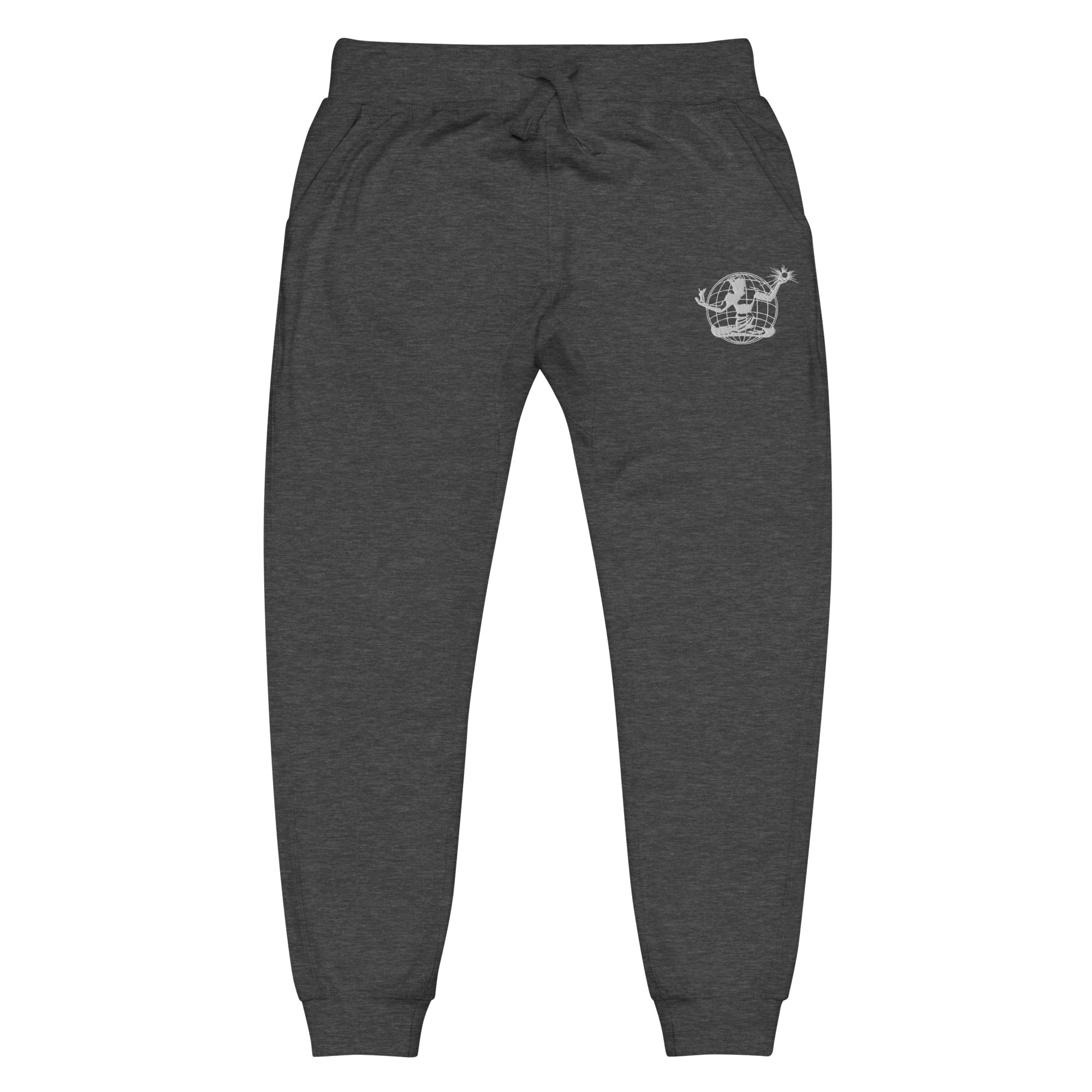 Spirit of Detroit Global Embroidered Unisex Fleece Sweatpants - Charcoal Heather / White Sweatpants XS