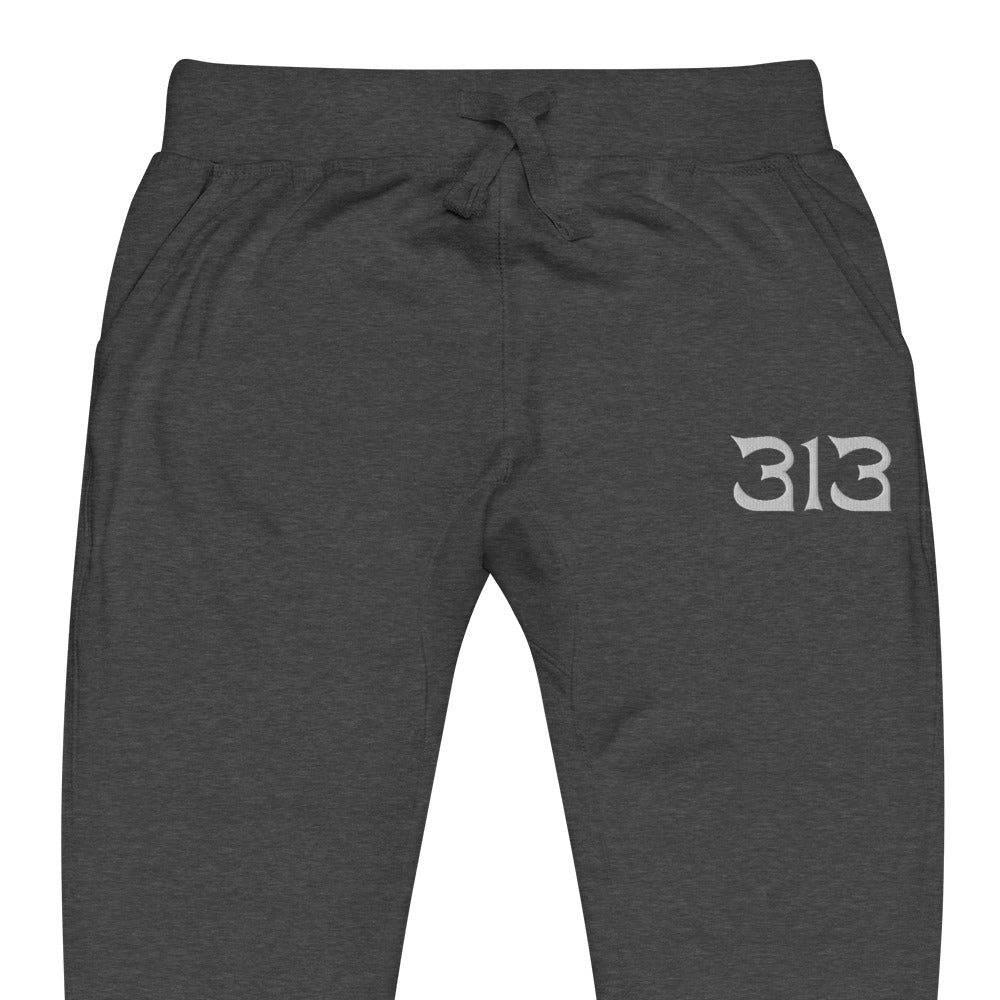 313 Nomad Embroidered Unisex Fleece Sweatpants - Charcoal Heather / White Sweatpants