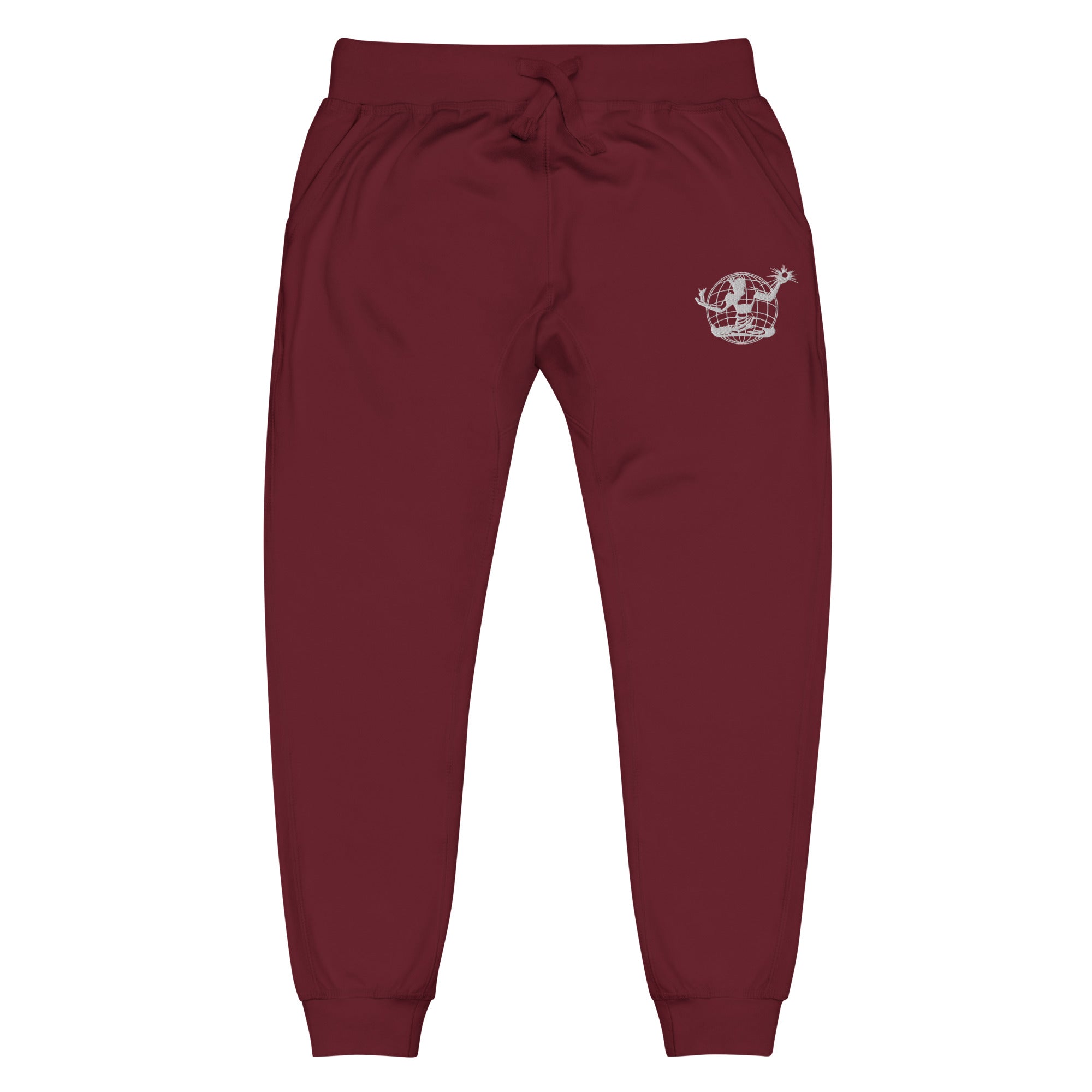 Spirit of Detroit Global Embroidered Unisex Fleece Sweatpants - Maroon / White Sweatpants XS
