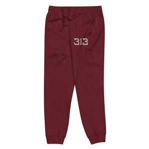 313 Nomad Embroidered Unisex Fleece Sweatpants - Maroon / White Sweatpants
