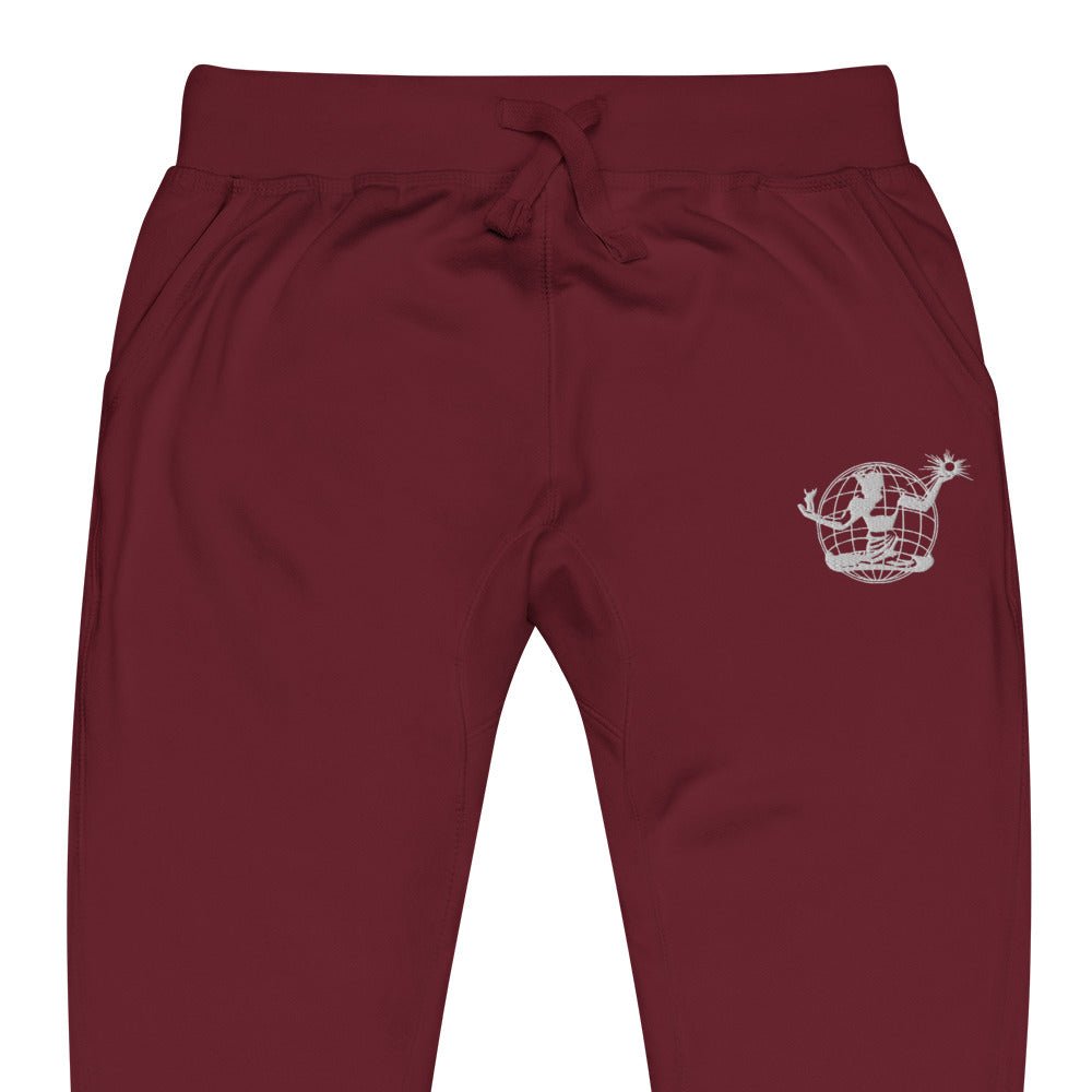 Spirit of Detroit Global Embroidered Unisex Fleece Sweatpants - Maroon / White Sweatpants