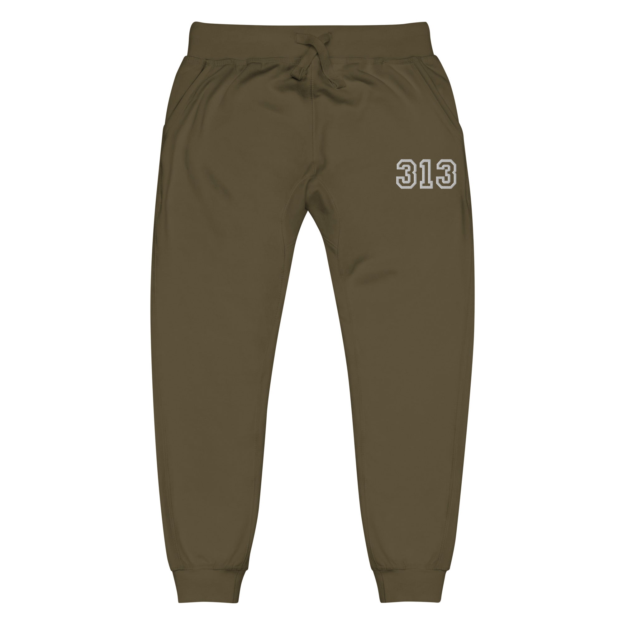 313 Premium Embroidered Unisex Fleece Sweatpants - Green / Gold Sweatpants XS