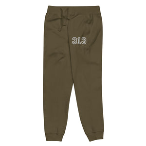 313 Premium Embroidered Unisex Fleece Sweatpants - Green / Gold Sweatpants