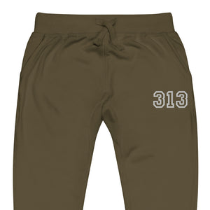 313 Premium Embroidered Unisex Fleece Sweatpants - Green / Gold Sweatpants