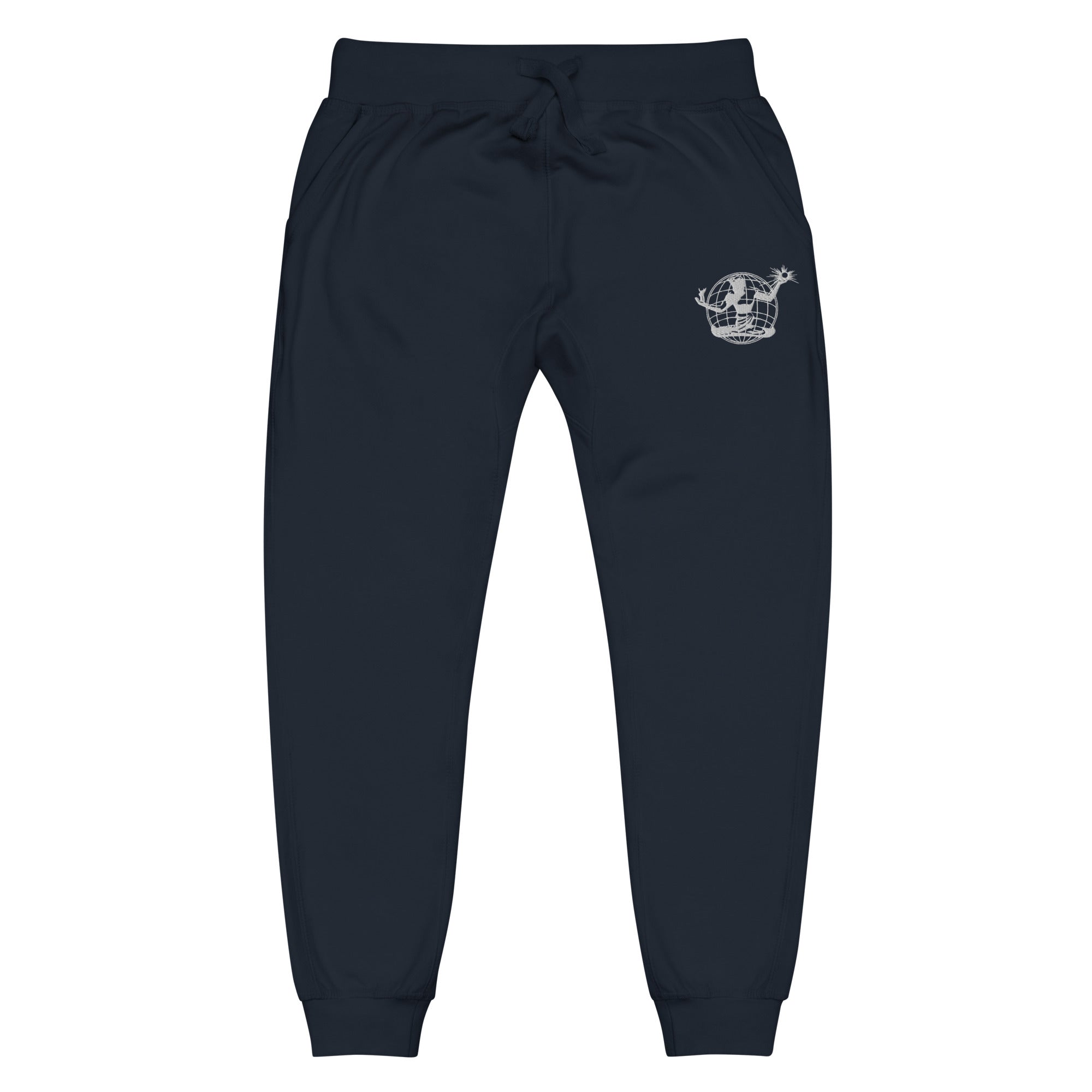 Spirit of Detroit Worldwide Embroidered Unisex Fleece Sweatpants - Navy / White Sweatpants XS