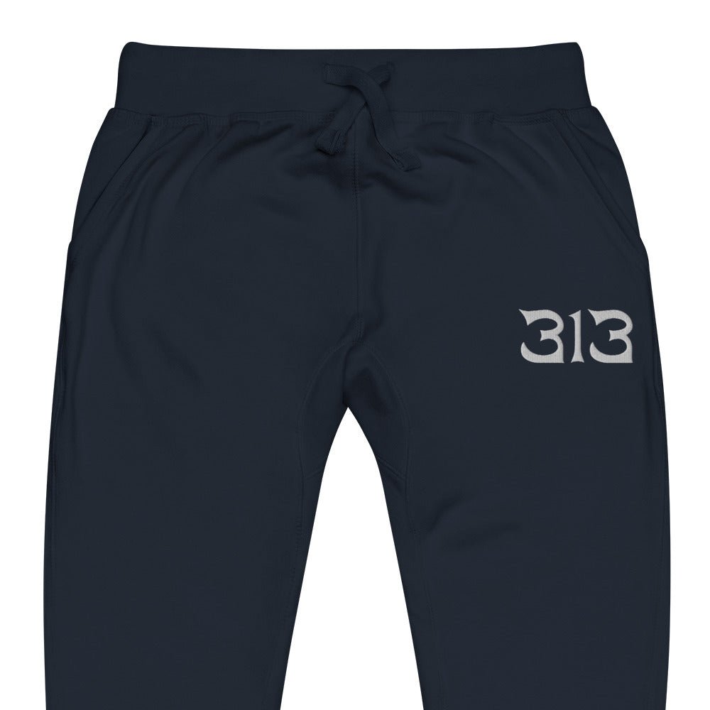 313 Nomad Embroidered Unisex Fleece Sweatpants - Navy / White Sweatpants