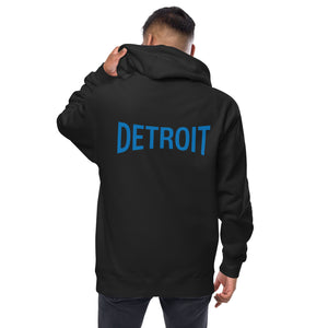 Detroit Champ Premium Unisex Fleece Zip Hoodie - Black / Blue hoodie S