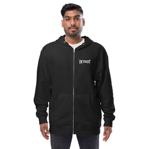 Detroit Champ Premium Unisex Fleece Zip Hoodie - Black / White Hoodie