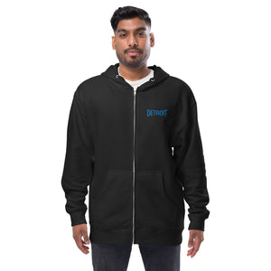 Detroit Champ Premium Unisex Fleece Zip Hoodie - Black / Blue hoodie