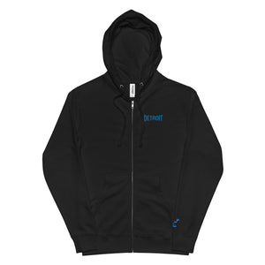 Detroit Champ Premium Unisex Fleece Zip Hoodie - Black / Blue hoodie