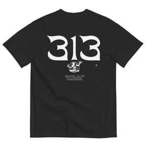 313 Nomad Unisex Garment-dyed heavyweight T-shirt - Back Print - Black / White T-shirt