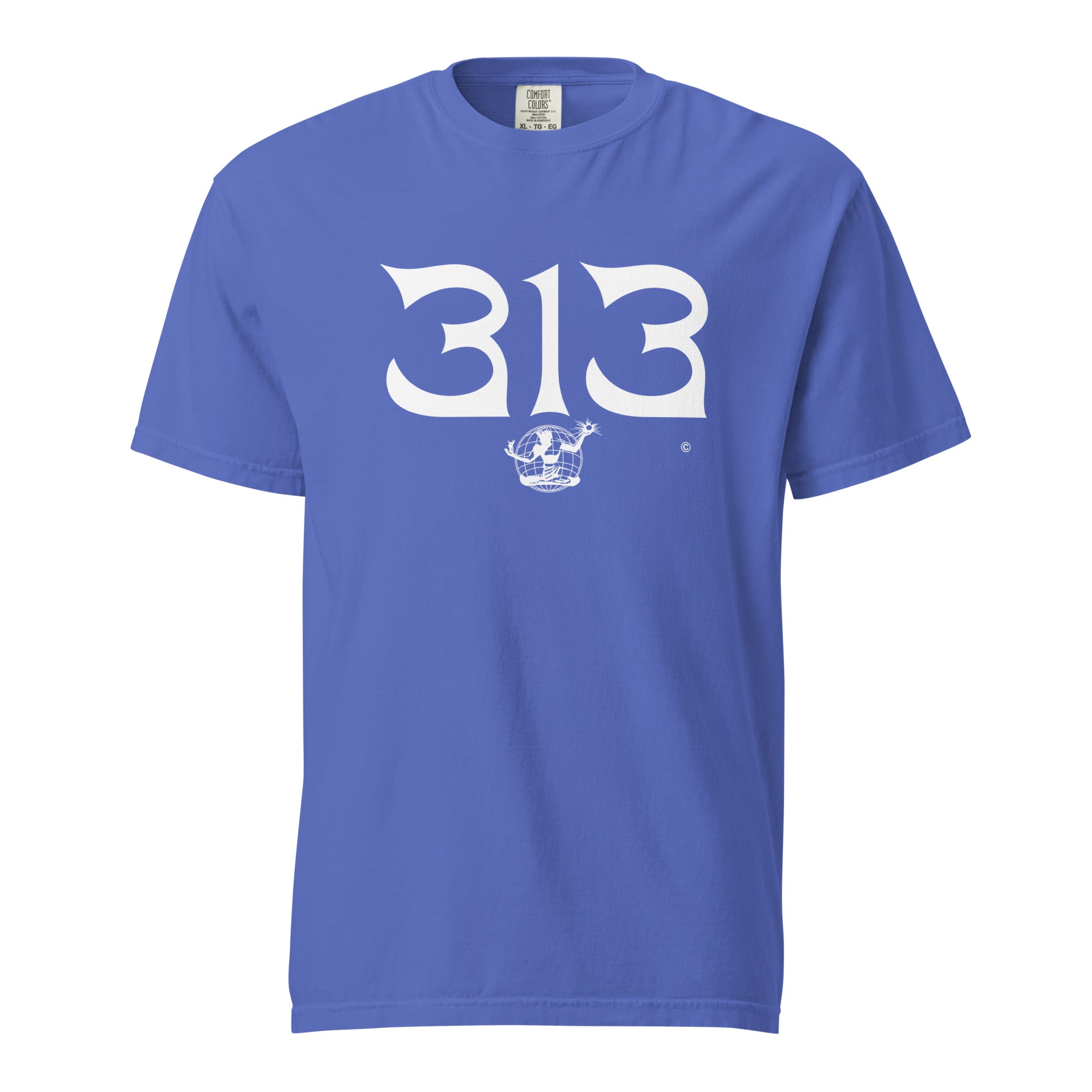 313 Nomad Unisex Garment-dyed Heavyweight T-shirt - Flow Blue / White T-Shirt