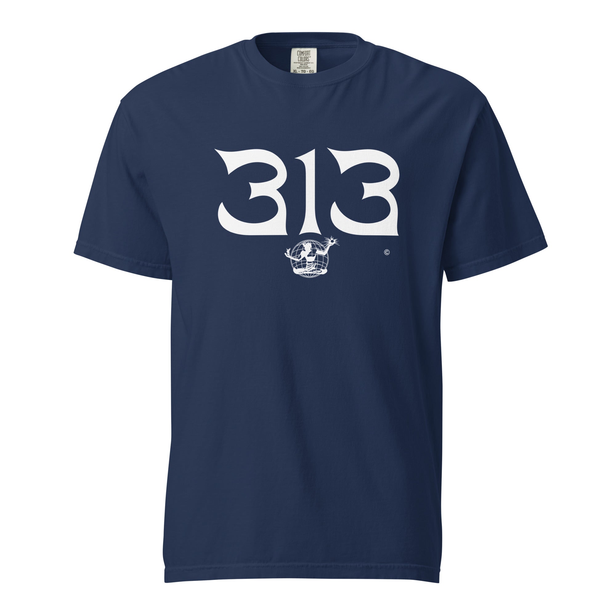 313 Nomad Unisex Garment-dyed Heavyweight T-shirt - True Navy / White T-Shirt
