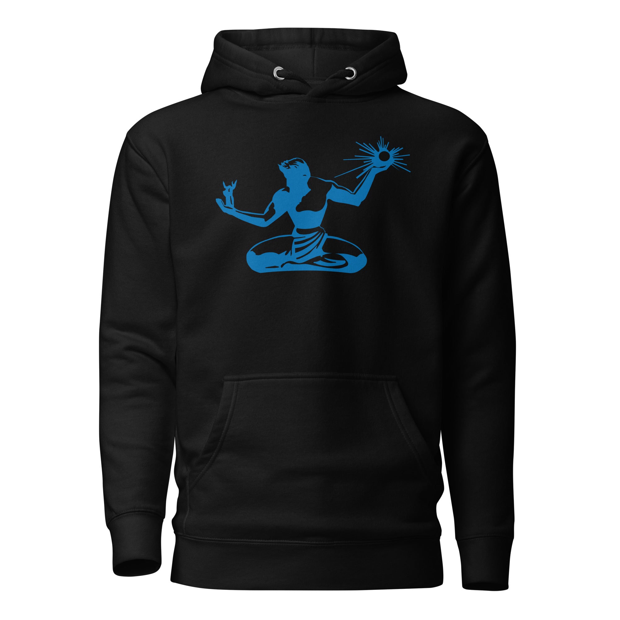 Spirit of Detroit Premium Pullover Unisex Hoodie - Black / Blue pullover hoodie