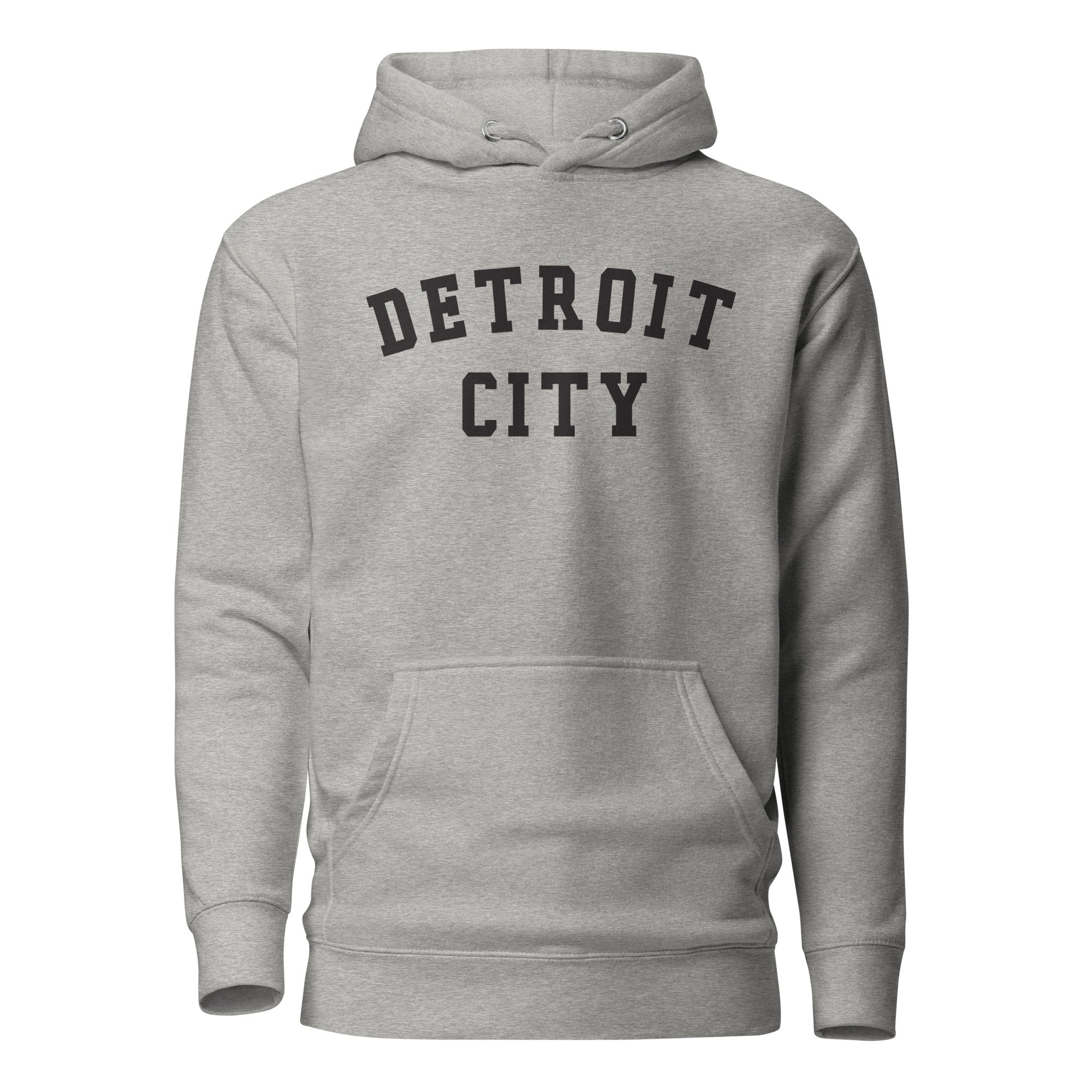 Detroit City Premium Pullover Unisex Hoodie - Athletic Gray / Black pullover hoodie