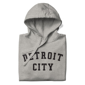 Detroit City Premium Pullover Unisex Hoodie - Athletic Gray / Black pullover hoodie