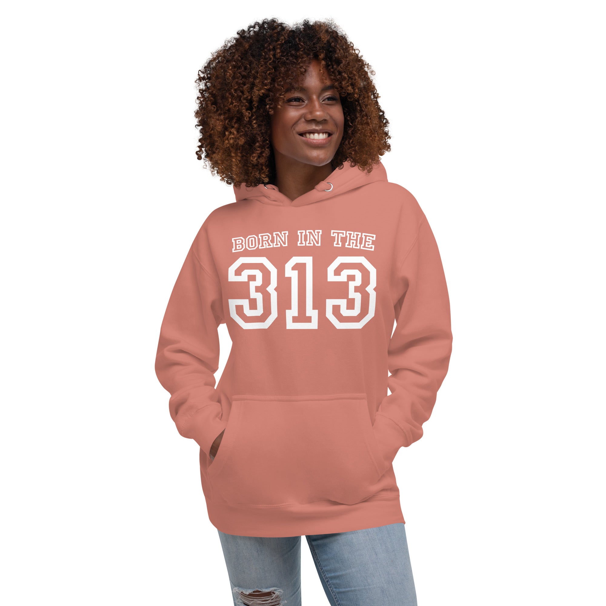 Born in the 313 Unisex Hoodie - Dusty Rose  S  