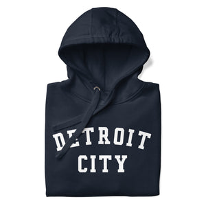 Detroit City Premium Pullover Unisex Hoodie - Navy / White pullover hoodie