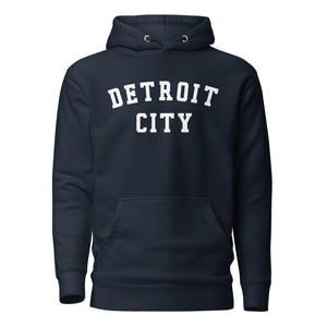 Detroit City Premium Pullover Unisex Hoodie - Navy / White pullover hoodie