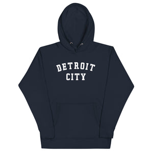 Detroit City Premium Pullover Unisex Hoodie - Navy / White pullover hoodie