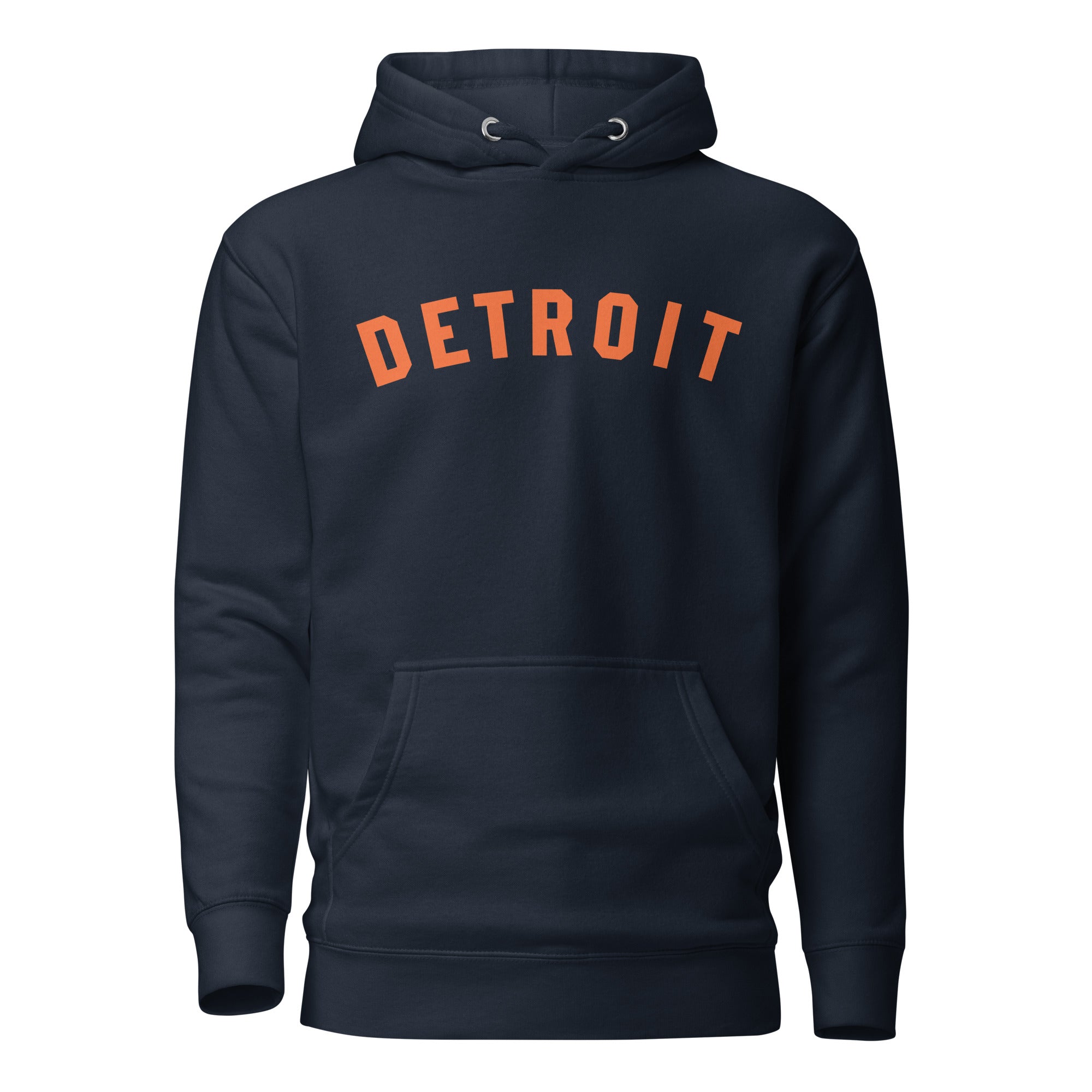 Detroit Classic Premium Pullover Unisex Hoodie - Navy / Orange Hoodie S