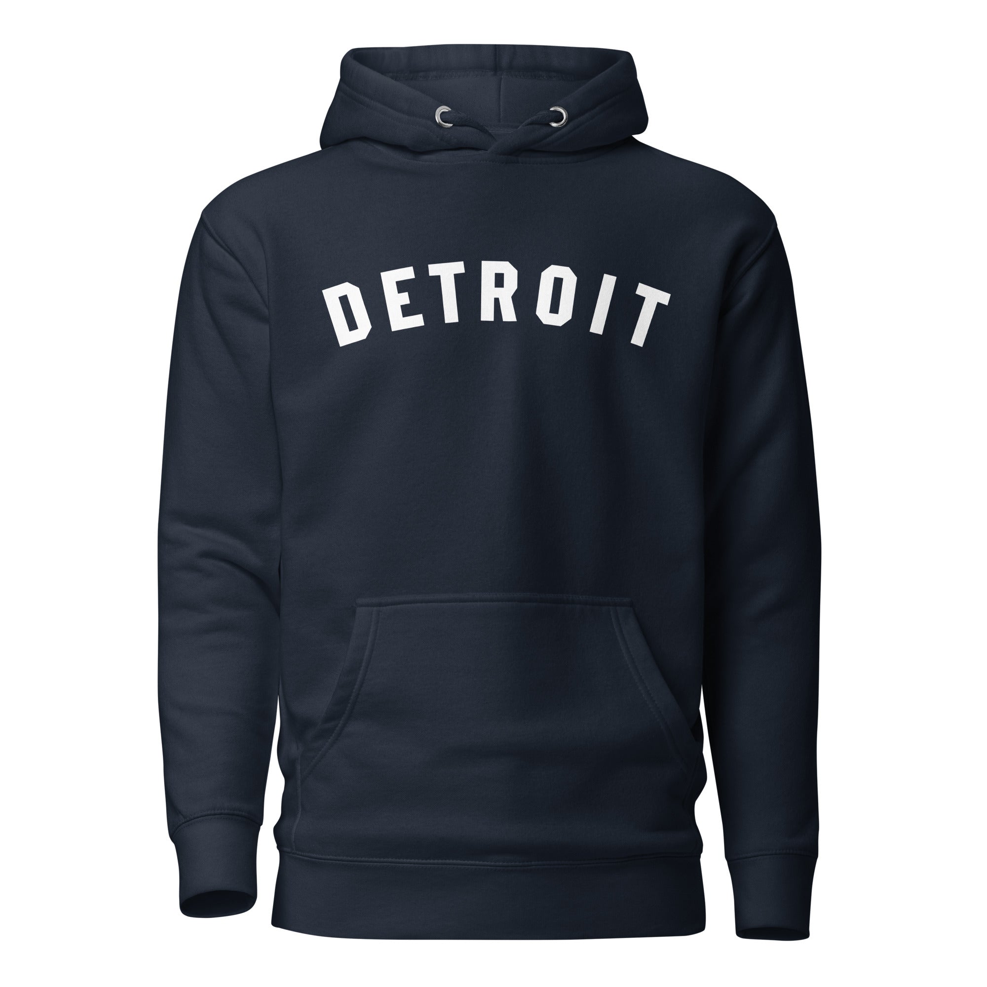 Detroit Classic Premium Pullover Unisex Hoodie - Navy / White Hoodie S