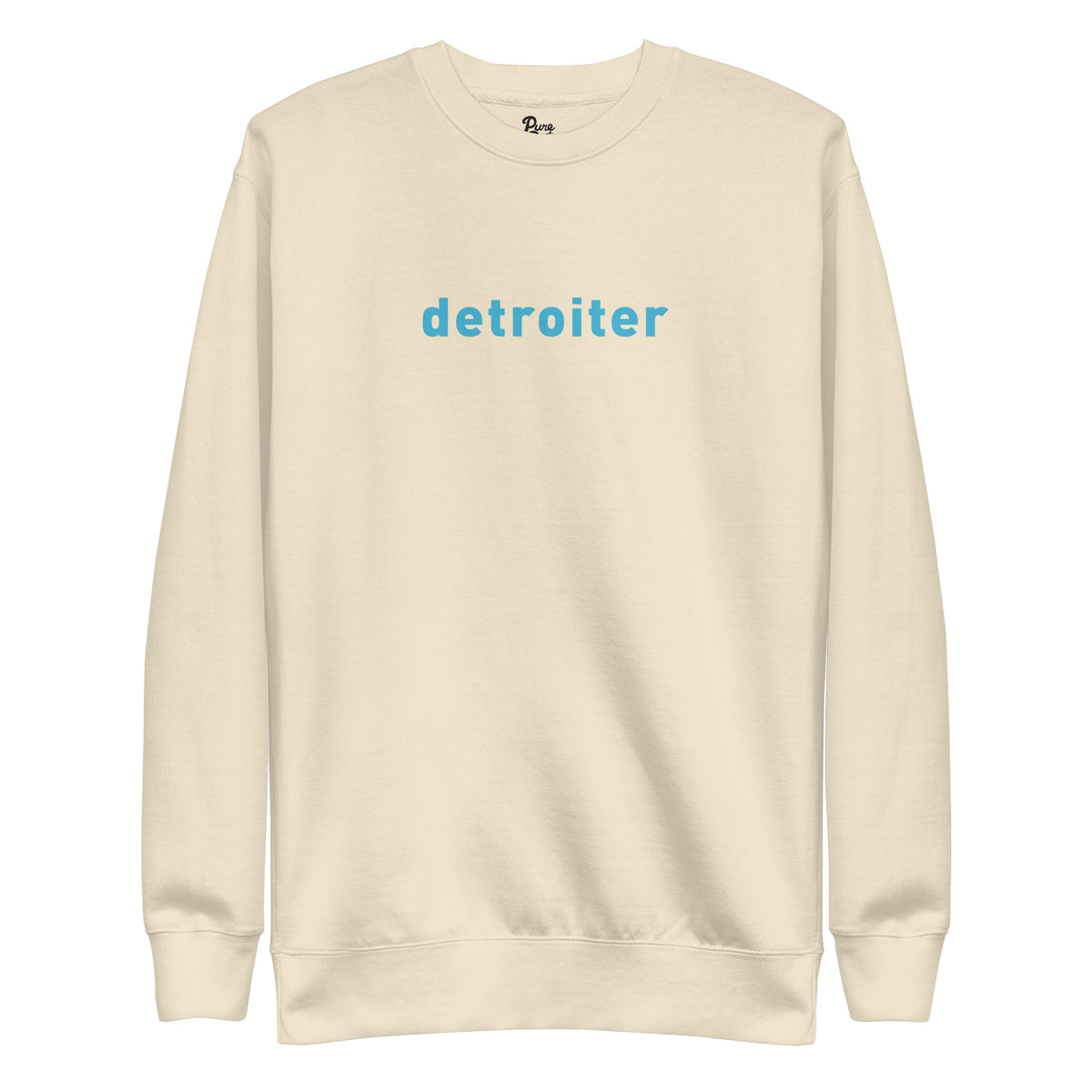 Detroiter Unisex Premium Sweatshirt - Oatmeal / Blue - Pure Detroit