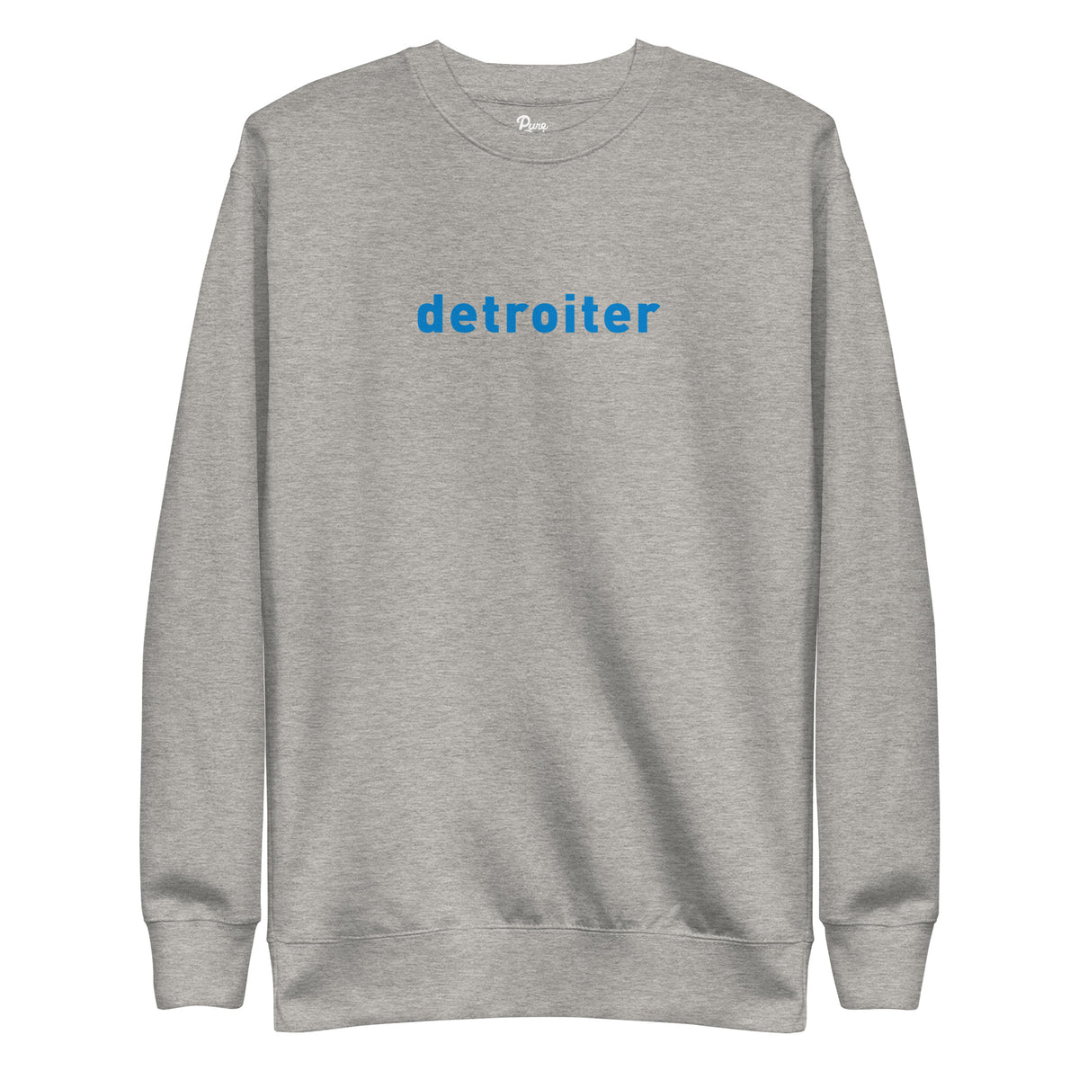Detroiter Unisex Premium Sweatshirt - Athletic Heather / Blue - Pure Detroit