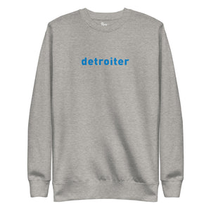 Detroiter Unisex Premium Sweatshirt - Athletic Heather / Blue - Pure Detroit