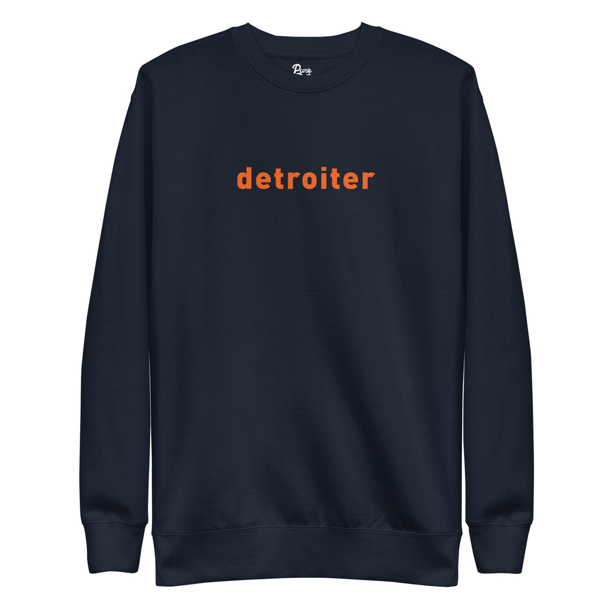 Detroiter Unisex Premium Sweatshirt - Navy / Orange - Pure Detroit