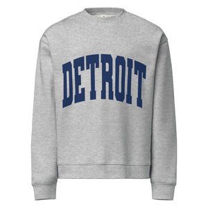 Detroit Game Day Crew Neck Sweatshirt in athletic gray with Detroit printed large across the front. By Pure Detroit.