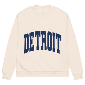 Detroit Game Day Unisex Relax Crew Neck Sweatshirt - Oatmeal / Navy - Pure Detroit