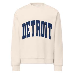 Detroit Game Day Unisex Relax Crew Neck Sweatshirt - Oatmeal / Navy - Pure Detroit