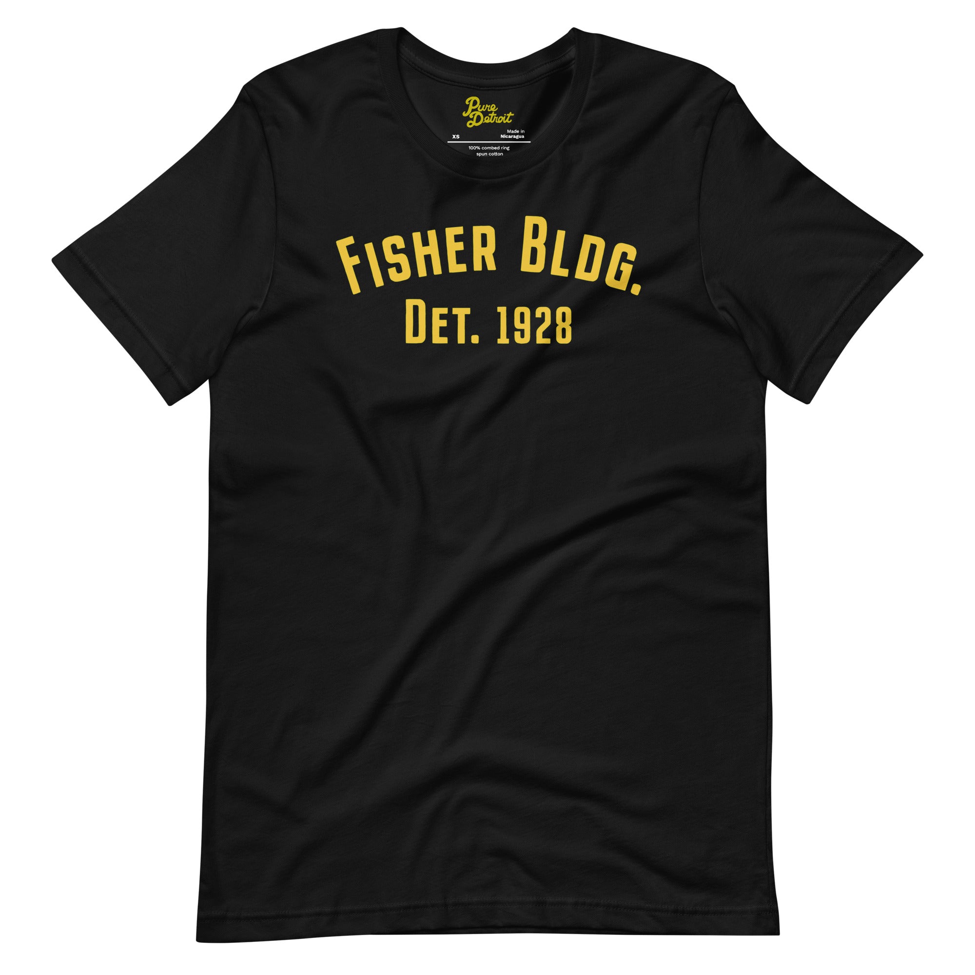 Fisher Building 1928 T-shirt - Black / Gold Unisex Unisex Apparel XS  