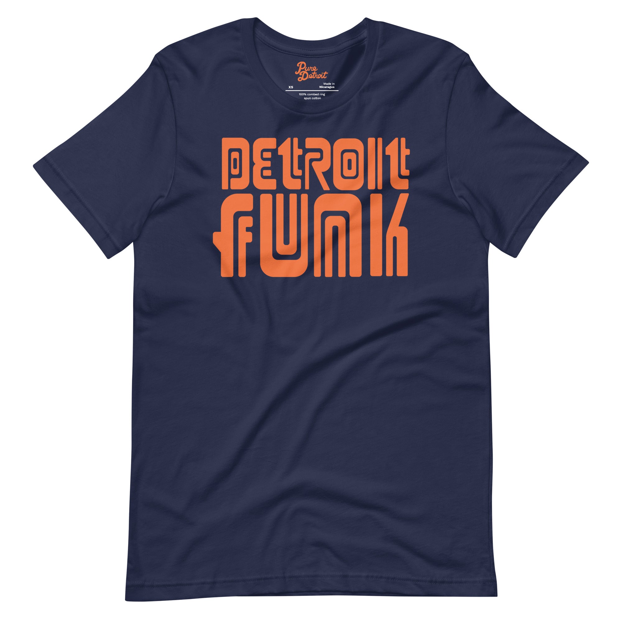 Detroit Funk Unisex T-shirt - Navy / Orange Unisex Apparel XS  