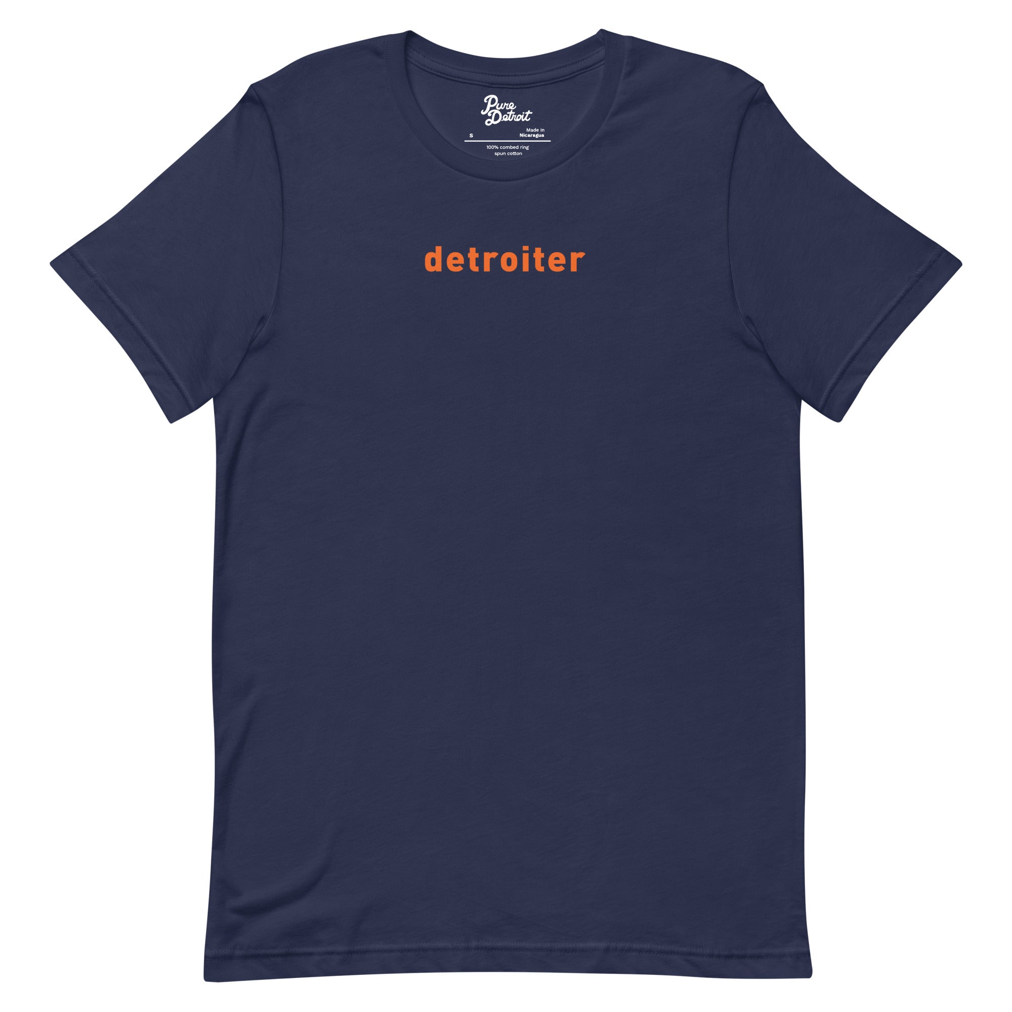 Detroiter Unisex Premium T-shirt - Navy / Orange - Pure Detroit