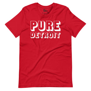 Pure Detroit Blockster Unisex T-shirt - Red + White  XS  