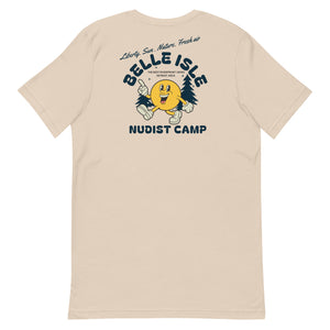 Belle Isle Nudist Camp Premium Unisex T-shirt - Soft Cream / Deep Blue