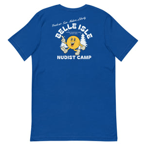 Belle Isle Nudist Camp Premium Unisex T-shirt - Royal Blue / White t-shirt