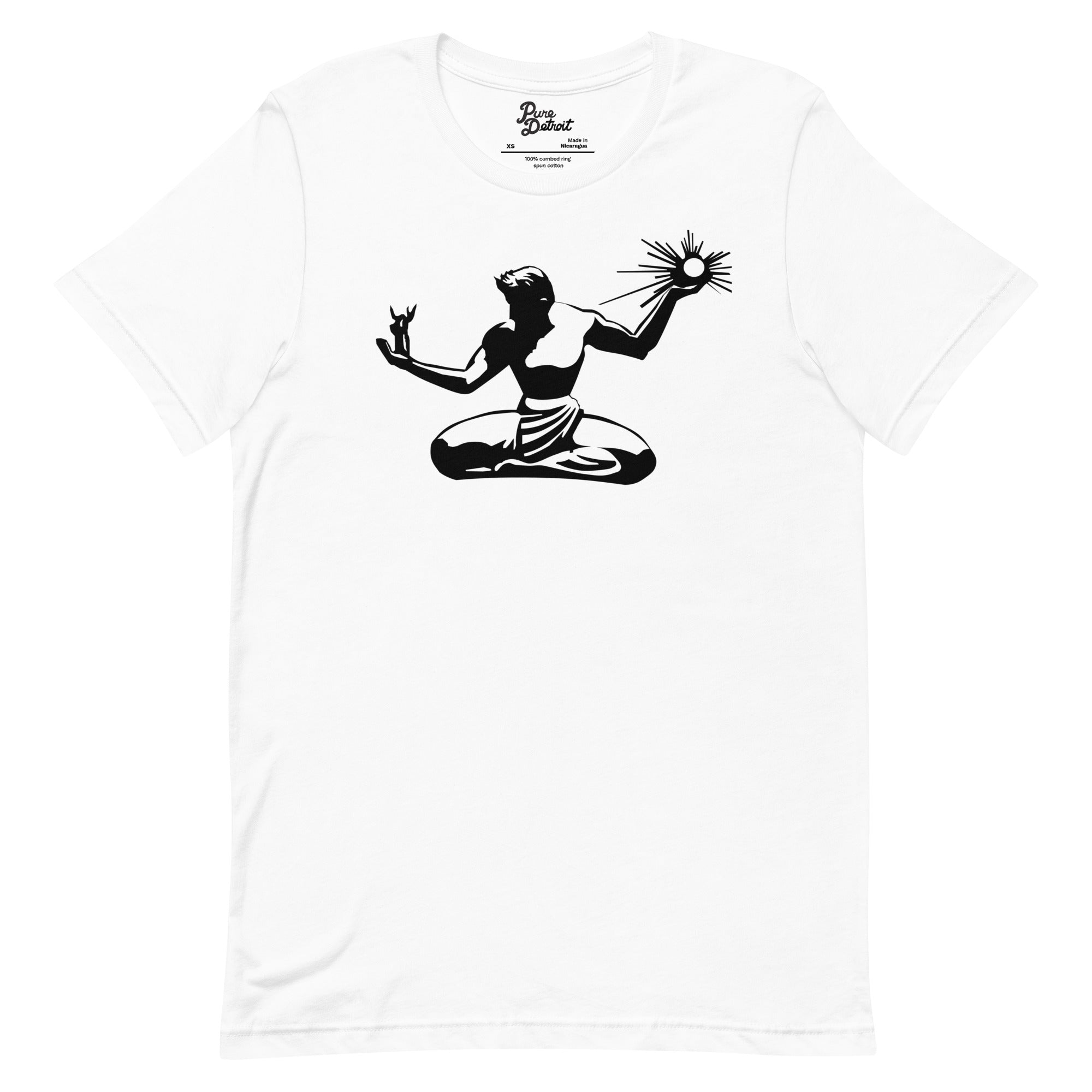 Spirit of Detroit Unisex T-shirt - White / Black Unisex Apparel XS  