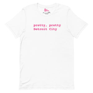 Pretty, Pretty Detroit City T-shirt / White with Pink / Unisex  XS  