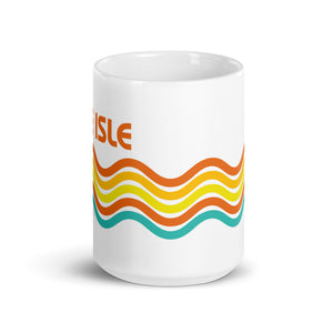 Belle isle Wave Ceramic Coffee Mug 15 oz - White / Multicolor mug